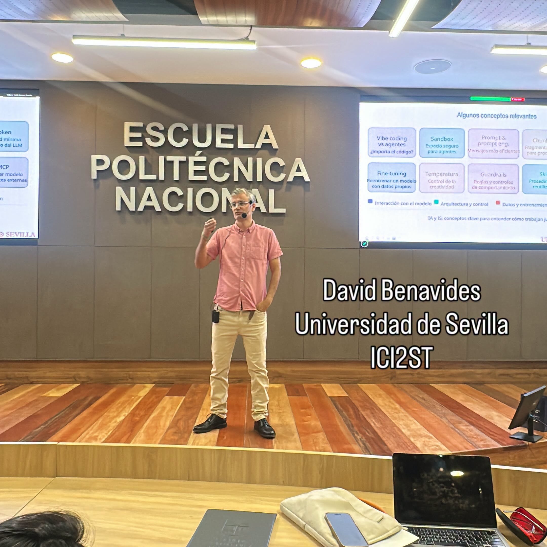 David Benavides delivers a keynote at ICI2ST 2026 in Quito on the relationship between AI and Software Engineering
